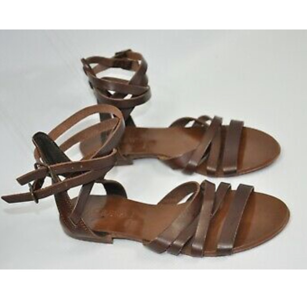 Jcrew women’s gladiator brown leather upper flat sandals. One pair left size 6.